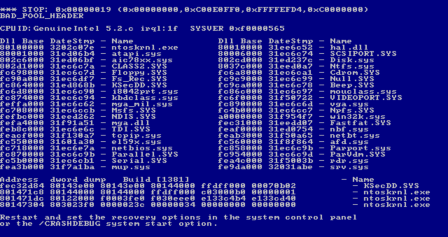 Windows Blue Screen Of Death, BSOD