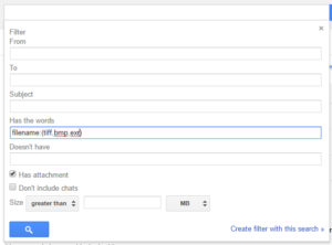 gmail filter attachments not used often